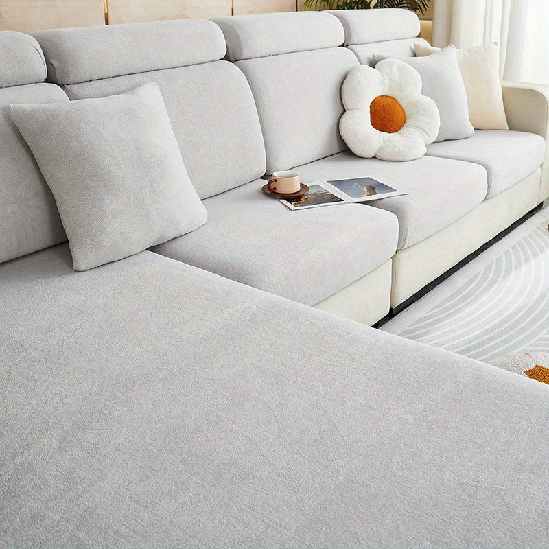 Premium Sofa Cover in soft jacquard polar fleece, pet-friendly design Light Grey