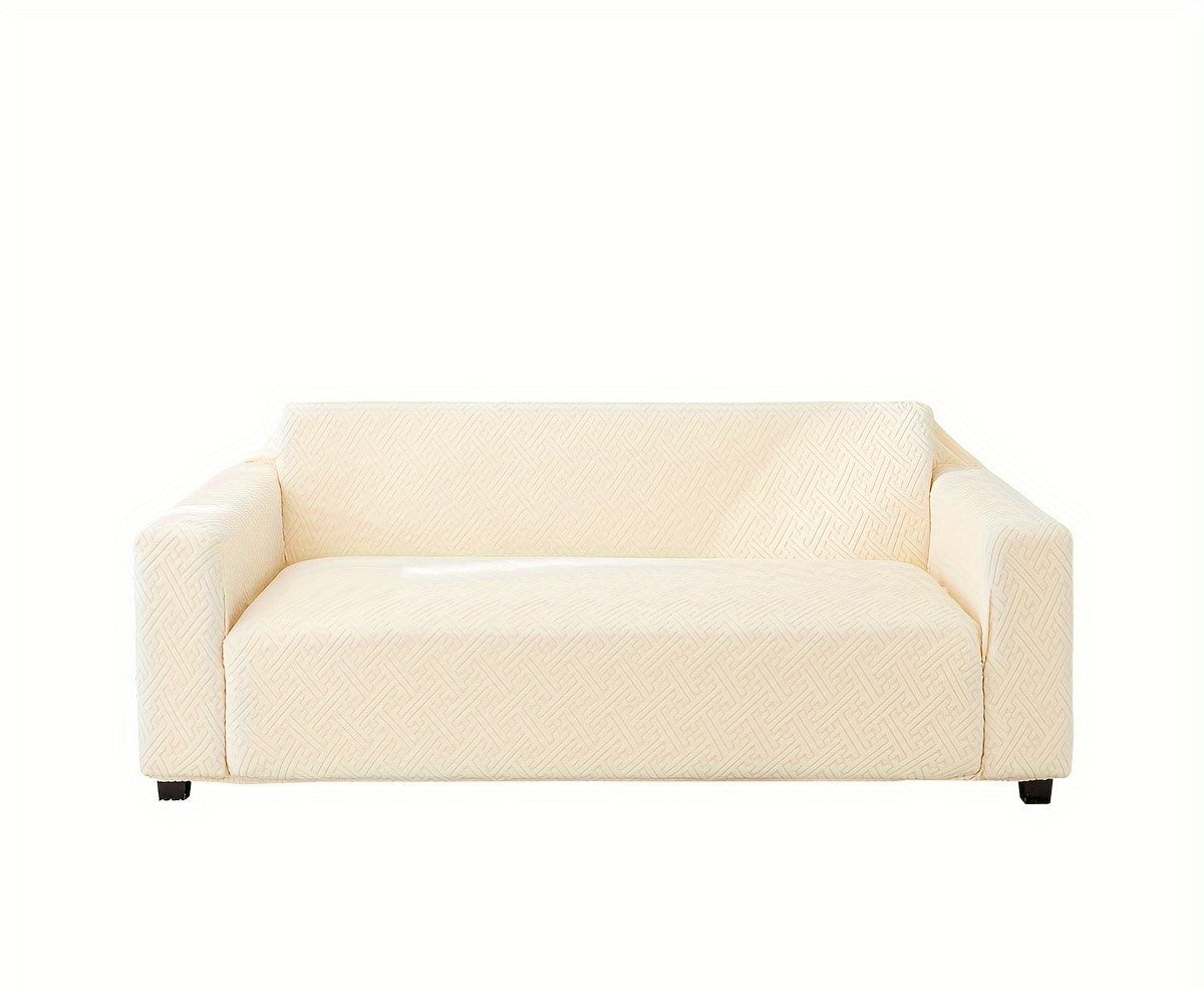 3 seater elastic sofa cover in creamy white color