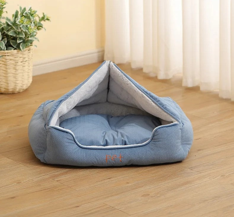 Innovative 2-in-1 plush cat bed and house