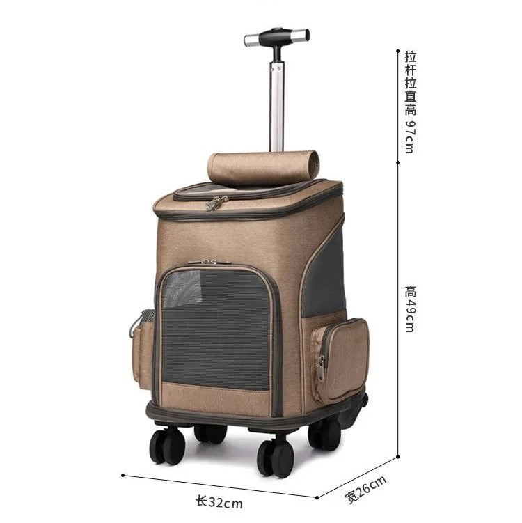 Product size of Pet-friendly deluxe small pet carrier with backpack and trolley