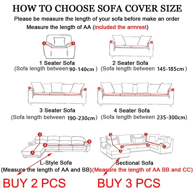 An image of how you can choose size of the sofa cover