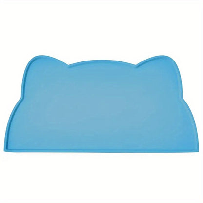 Non-slip, waterproof pet feeding mat in blue color