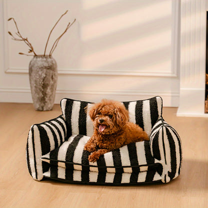 Stylish striped double-layer pet nest in black color