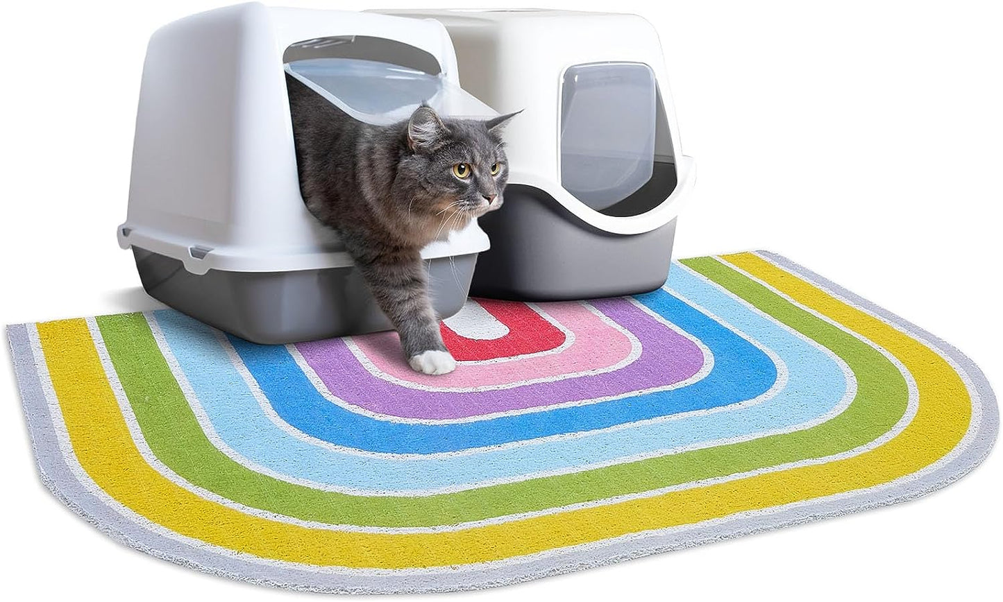 Spacious cat litter mat with non-slip surface