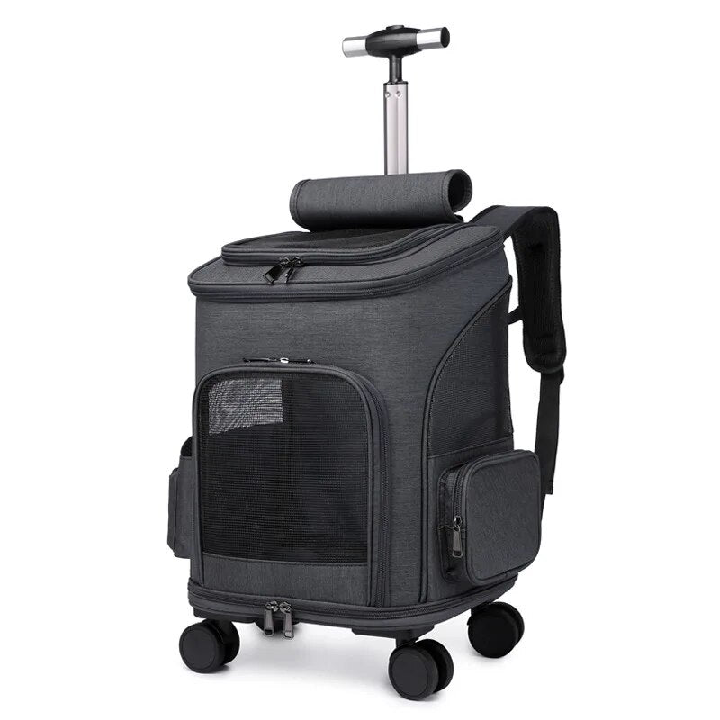 High-quality small pet trolley and backpack carrier in one.