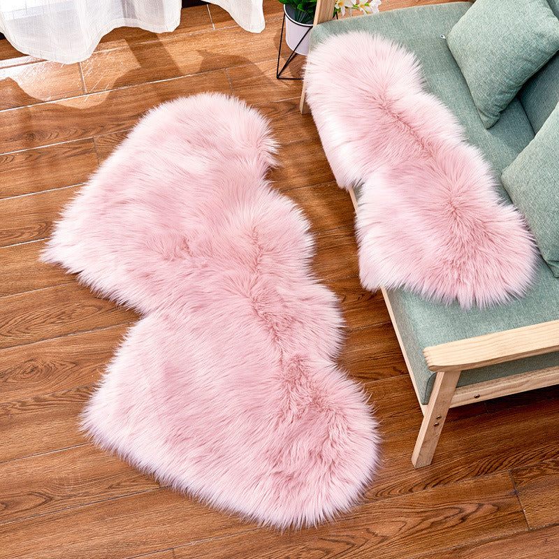 Double Heart Long Plush Carpet for Soft & Fluffy Living Room & Bedroom Mat