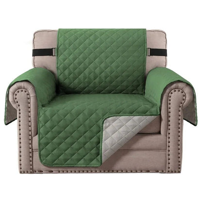 "Fresh pine green sofa cover, perfect for bright interiors."
