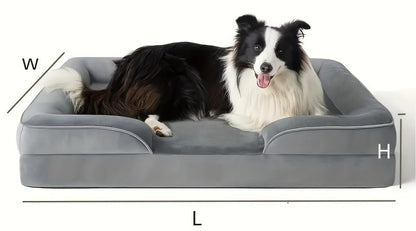 A diagram showing the dimensions of the gray dog bed