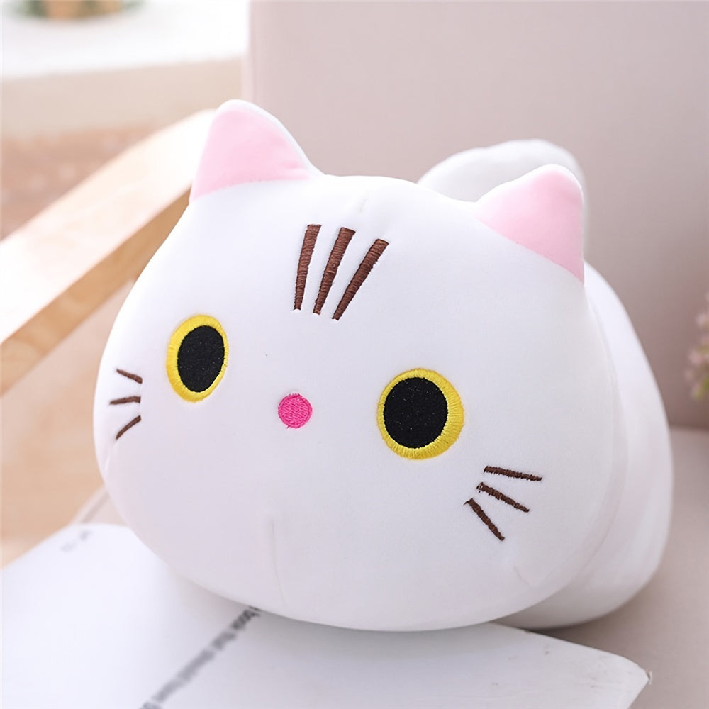 Adorable cat plush doll for boys and girls in white color