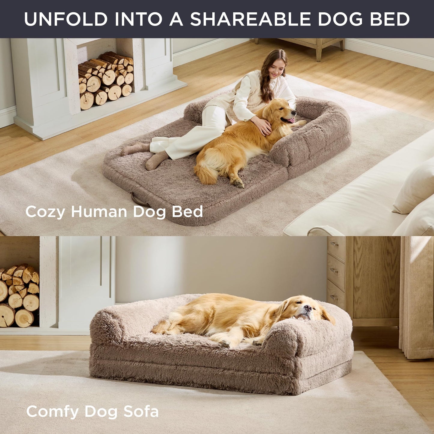 Space-saving bed for humans and their canine companions