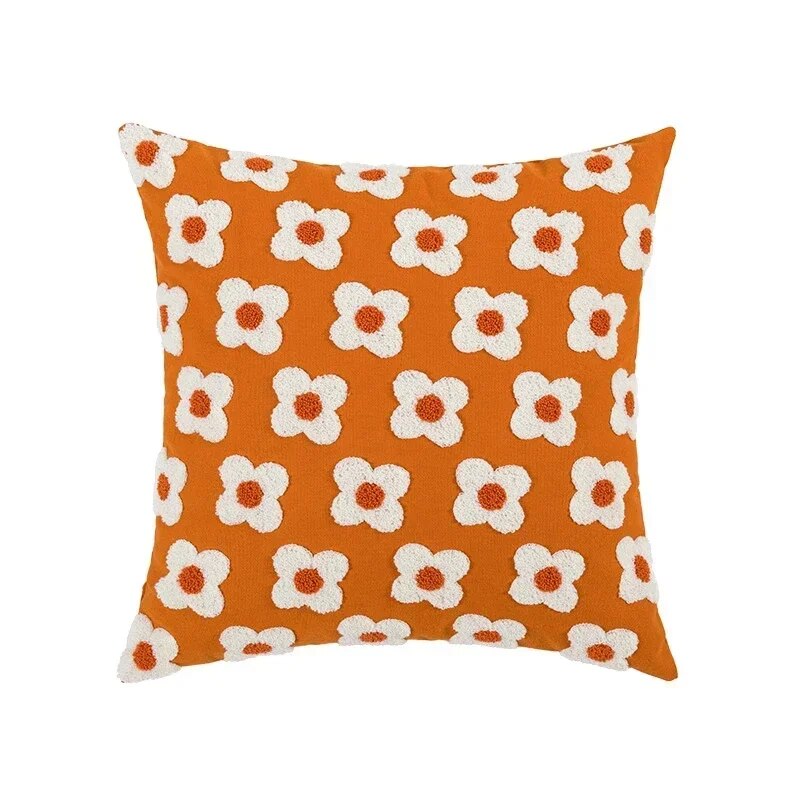 Stylish Floral Cushion Cover for Sofa & Bed Decor - Embroidered Pillow Case