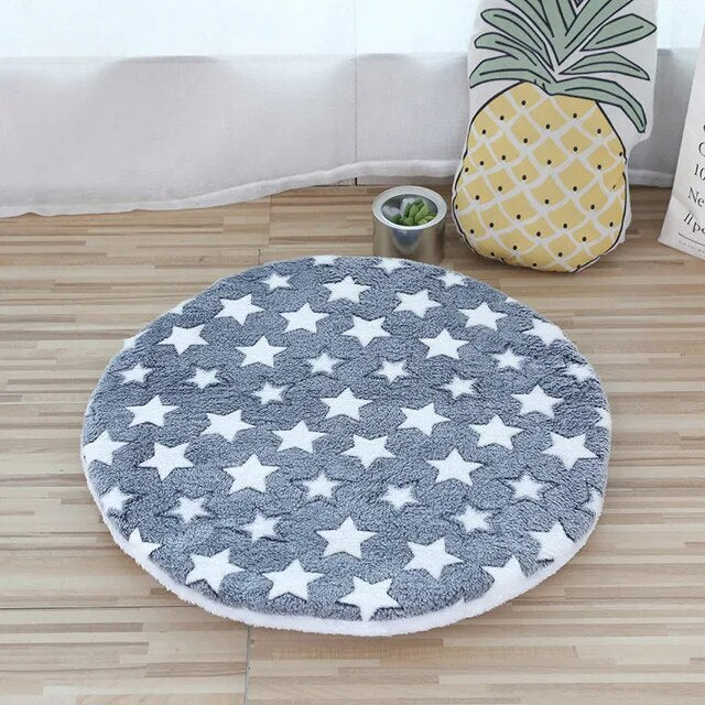 Plush Cat Beds for Cats & Small Dogs Soft Round and Colorful Pet Mats Grey Star