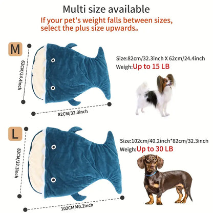 Unique shark pet bed with non-slip mat for indoor dogs.
