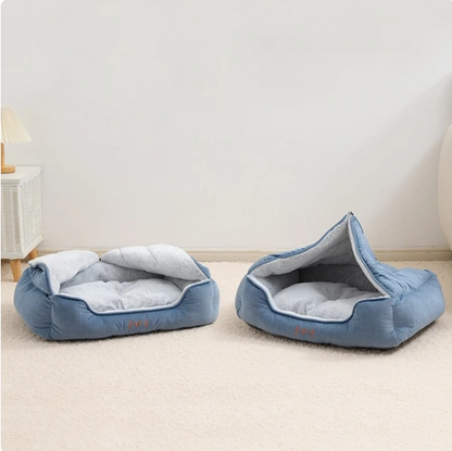  A 2-in-1 plush cat bed and house offering unrivaled comfort.