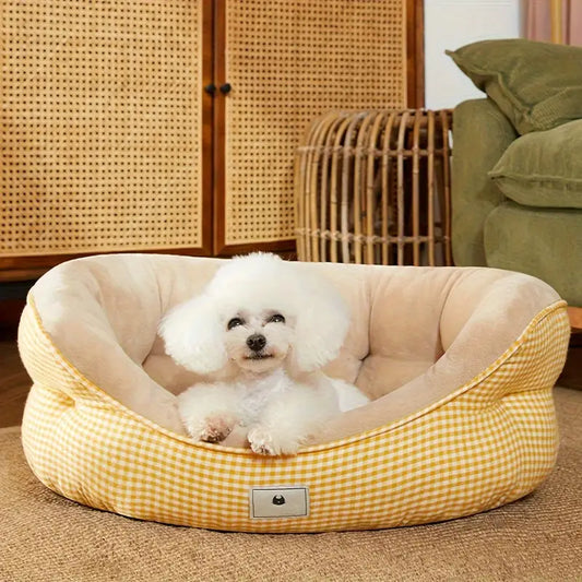 Extra soft calming pet bed with plush filling for cats and dogs.
