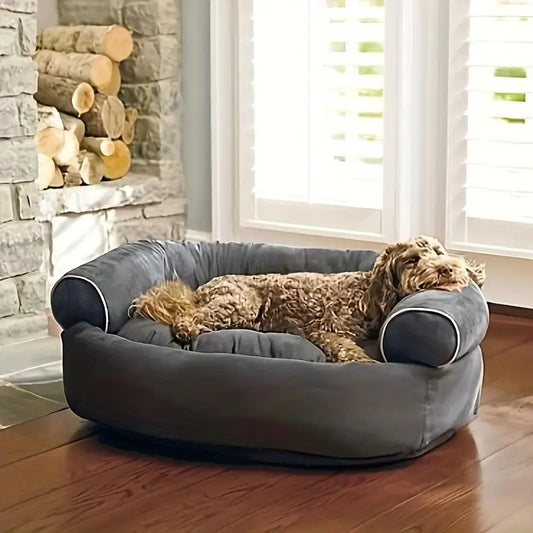 Luxury Suede Dog Sofa Bed with Non-Skid Bottom
