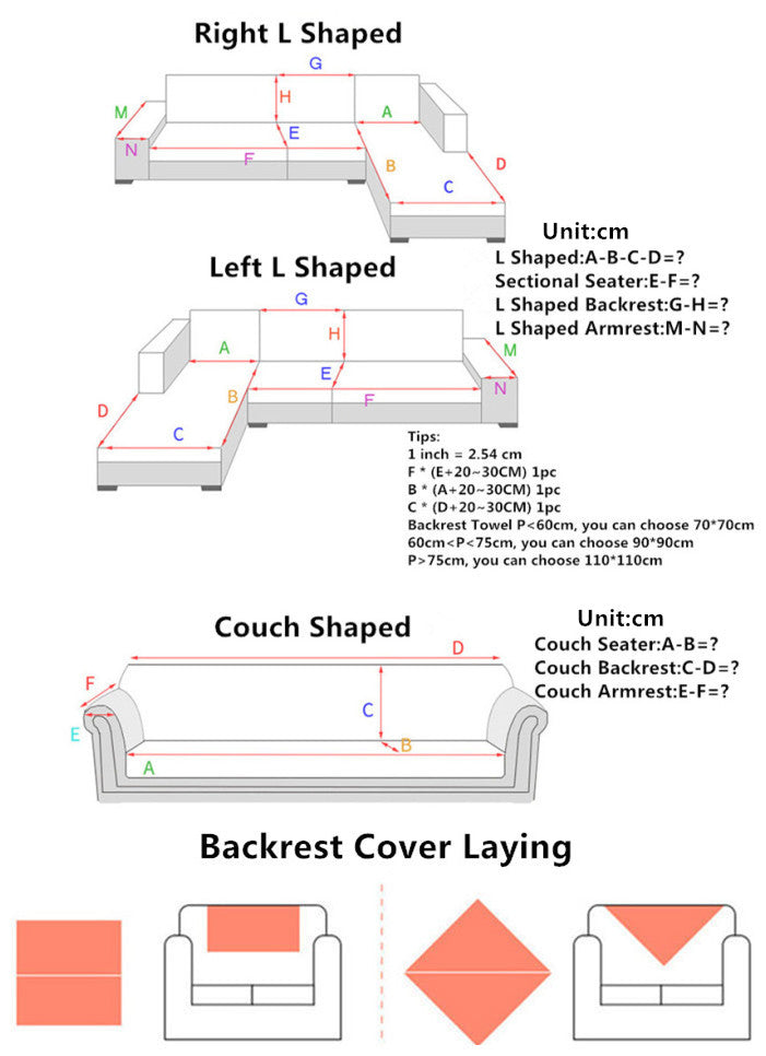 an image how to measure the Linen L-Shaped Sofa Cover