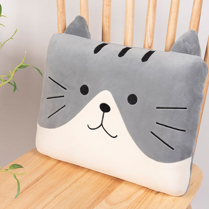 Adorable cat patterned memory foam cushion in grey color