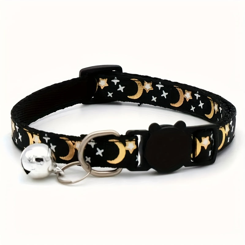 Black pet collar with bell