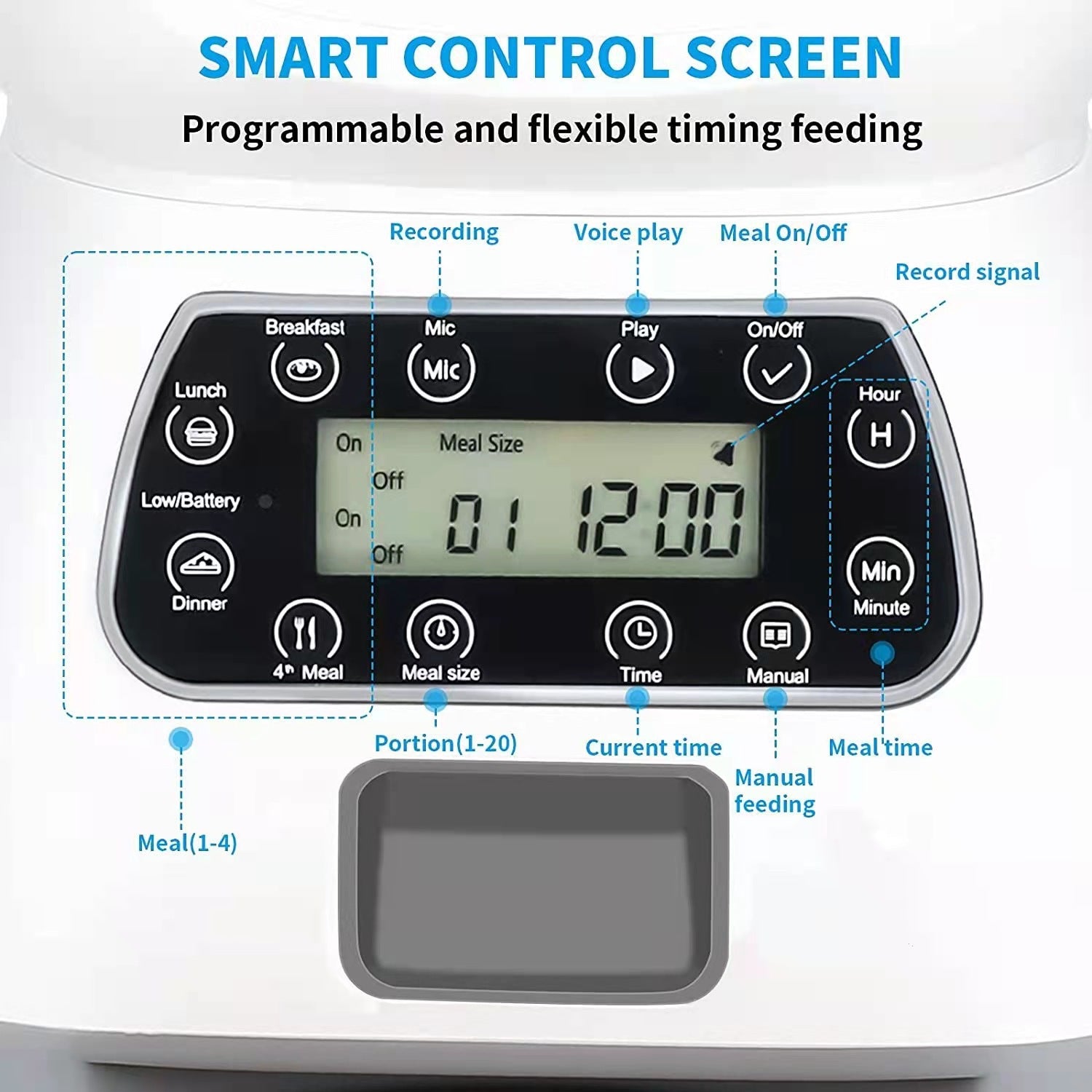 Smart control screen of pet feeder