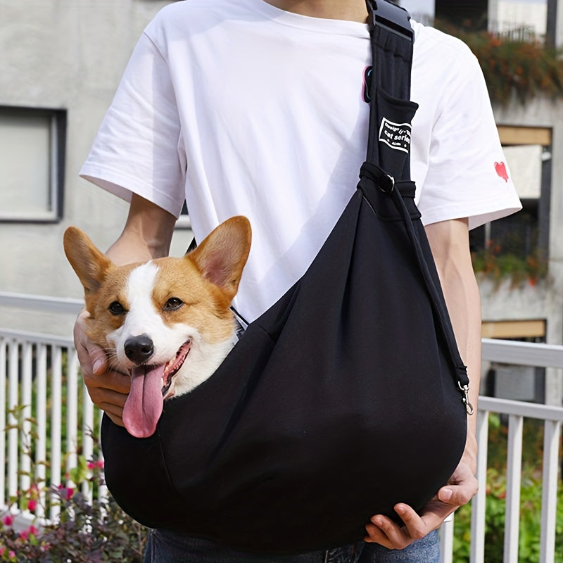 Adjustable Pet Sling Backpack for stylish pet travel in black color