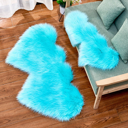 Double Heart Long Plush Carpet for Soft & Fluffy Living Room & Bedroom Mat