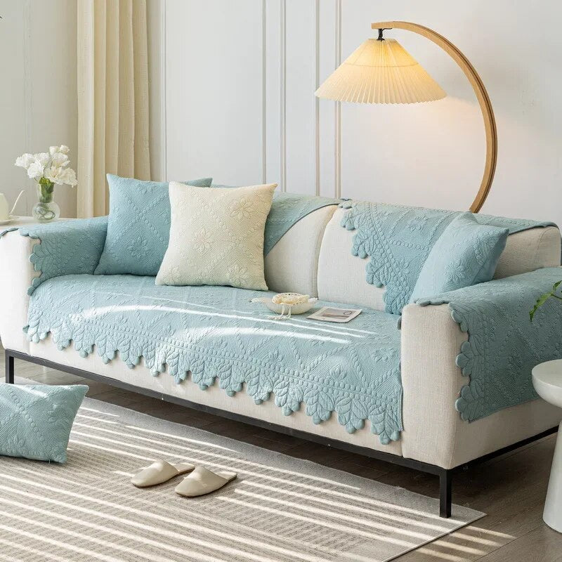 Nordic Jacquard Sofa Cover in Blue Color