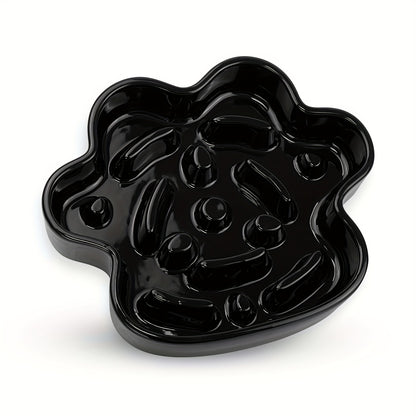 Paw Shaped Ceramic Slow Feeder in Black Color