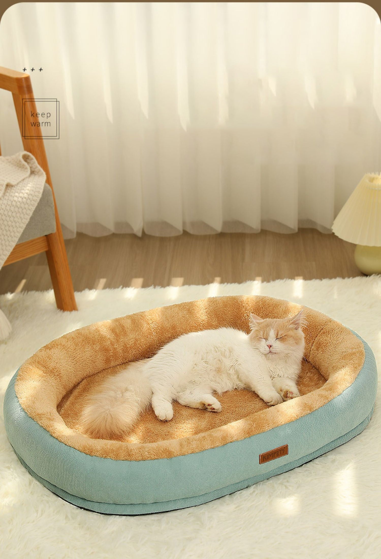 Eco-friendly washable oval dog bed for medium to large dogs, orthopedic and non-slip features.