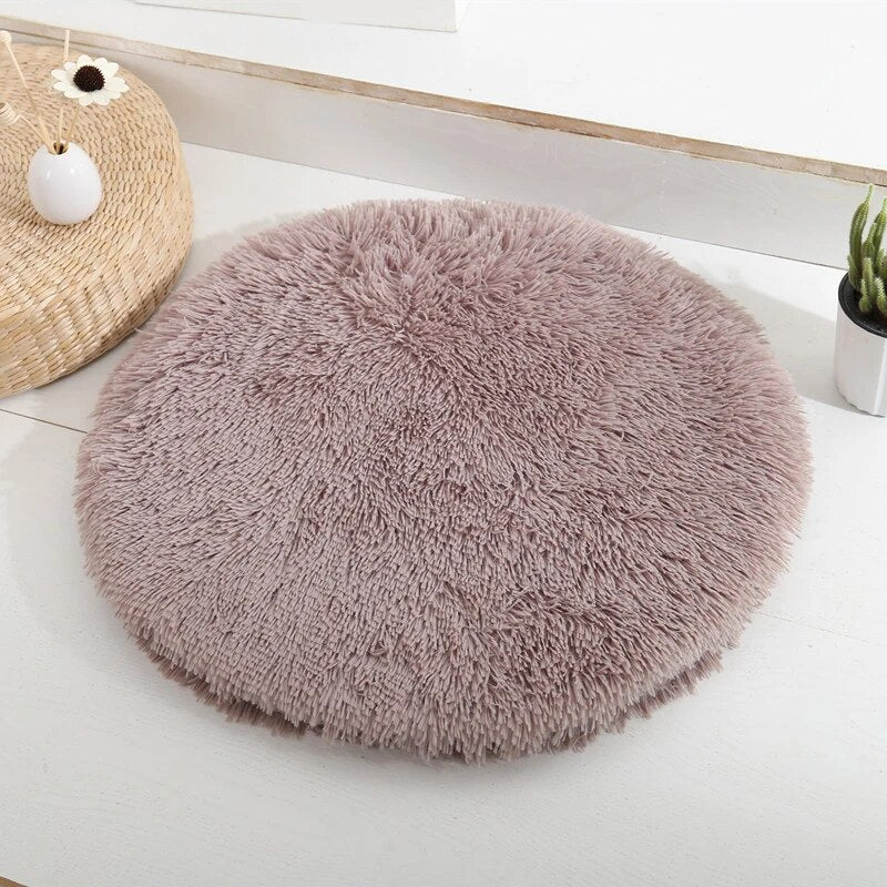 Plush Cat Beds for Cats & Small Dogs Soft Round and Colorful Pet Mats Coffee Paw