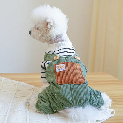 Dog wearing chic dog clothes jumpsuit in breathable fabric