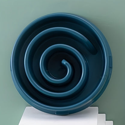 Close-up of Smart Puzzle Slow Feeder  Bowl in Blue Color