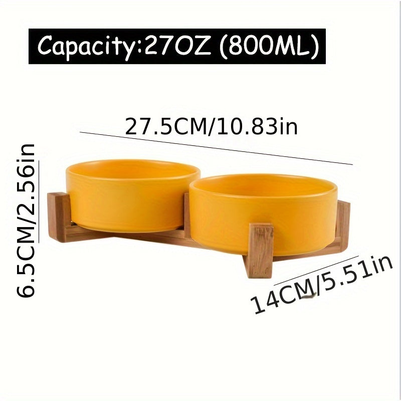 Product size of Pet-friendly elevated ceramic bowl 