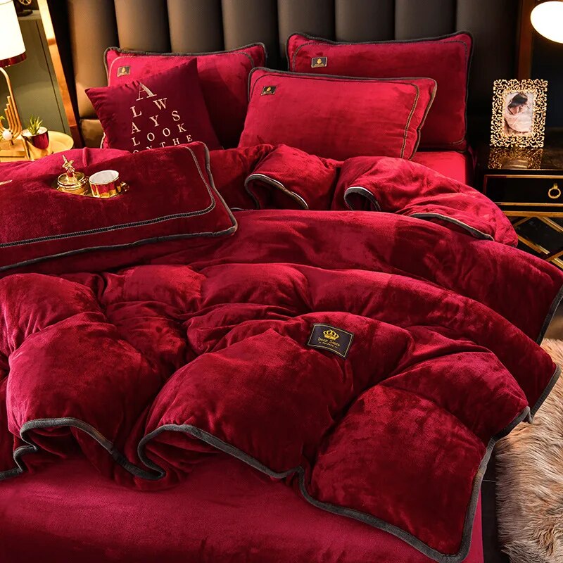 Luxury Winter Warm Duvet Velvet Bed Quilt Cover