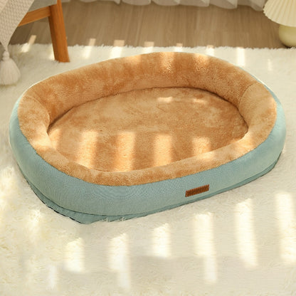 Non-slip medium large oval dog bed designed for orthopedic support, easy to clean.