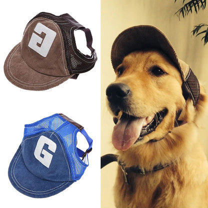 Dog Sunscreen Hat with Ear Holes - Adjustable Baseball Cap for Small & Medium Dogs