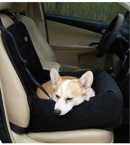 A Dog Using the Foldable Dog Car Seat in Black Color