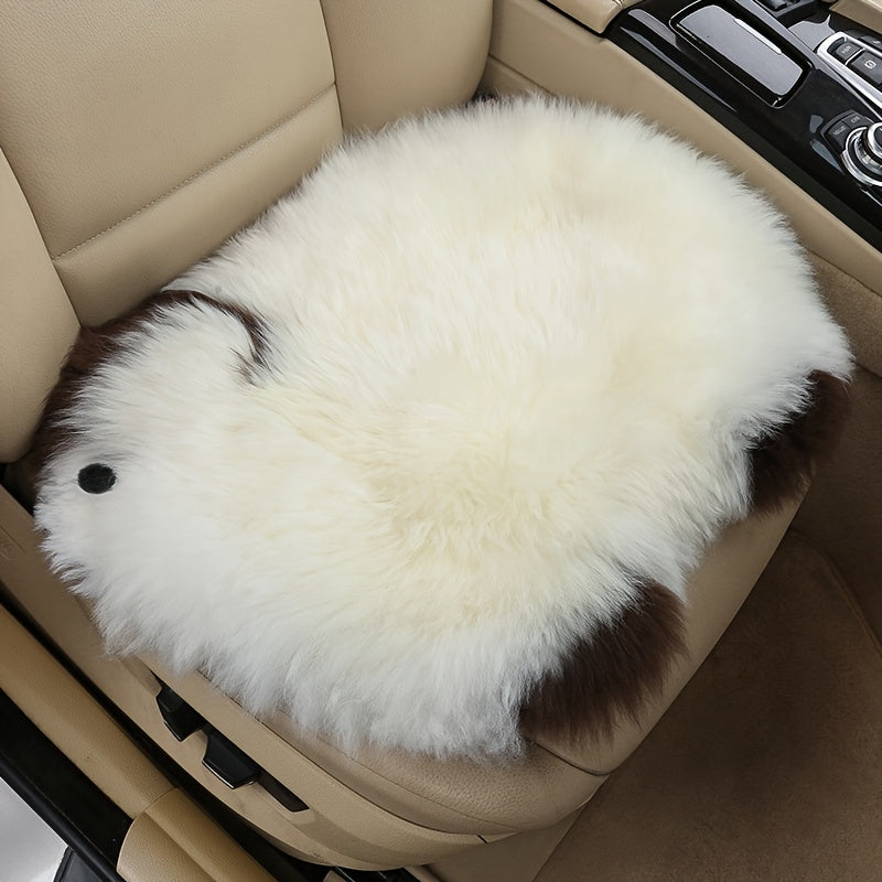 Plush wool cushion for your car seat, ensuring comfort and coziness in white color