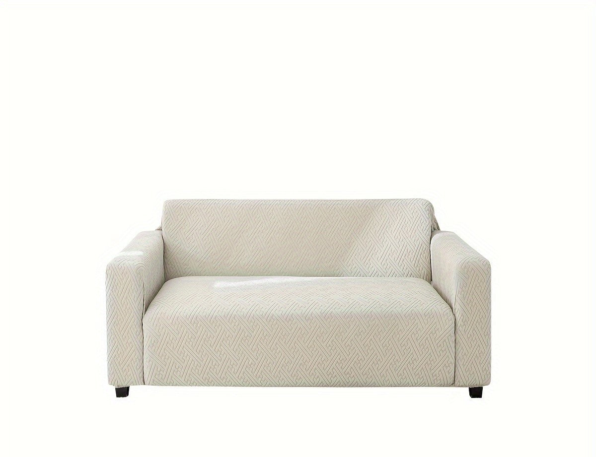 2 seater elastic sofa cover in light grey color