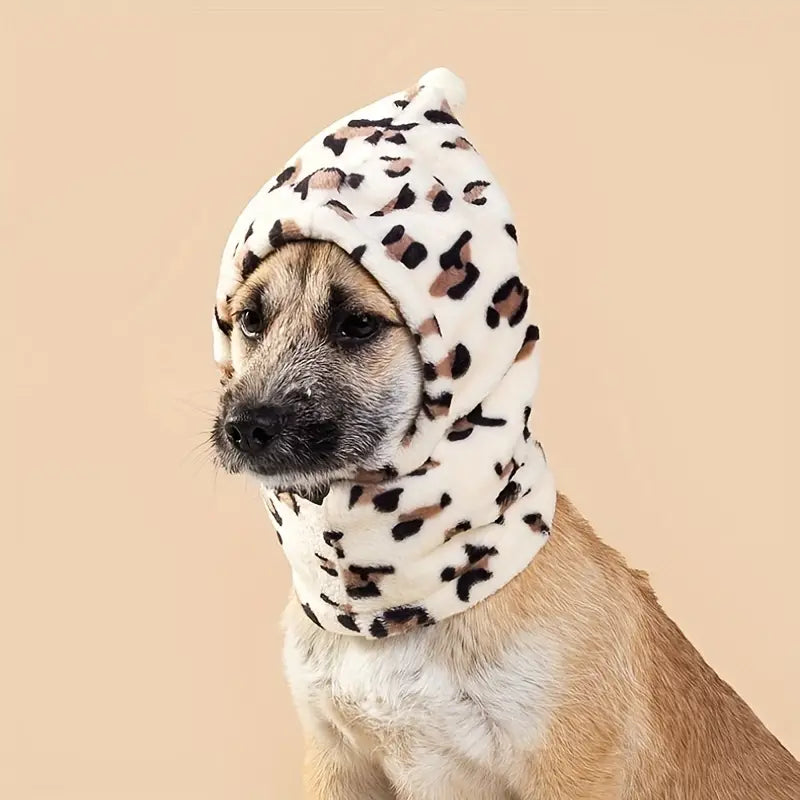 Leopard Print Neck  Balaclava for Dogs, Cozy Neck Warmer, Perfect for Ear Infections.