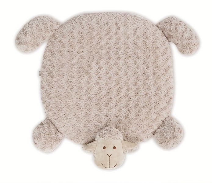 Plush, sheep-shaped bed for pets in khaki color