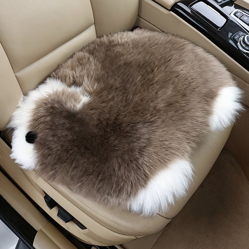 Luxurious wool cushion for car seats in brown color