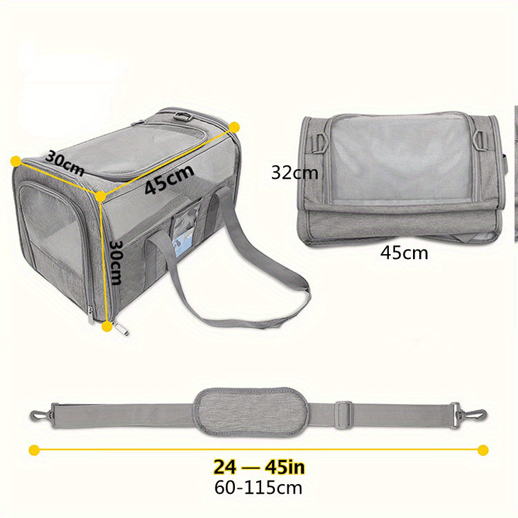 Product size of Travel-ready pet carrier backpack.