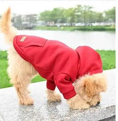 Warm pet jacket for small dogs - side view showing the snug fit.