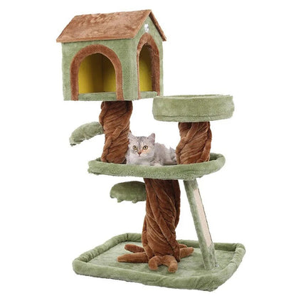 Multi-Layer Cat Tree Toy Condo with Hammock and Climbing Tower