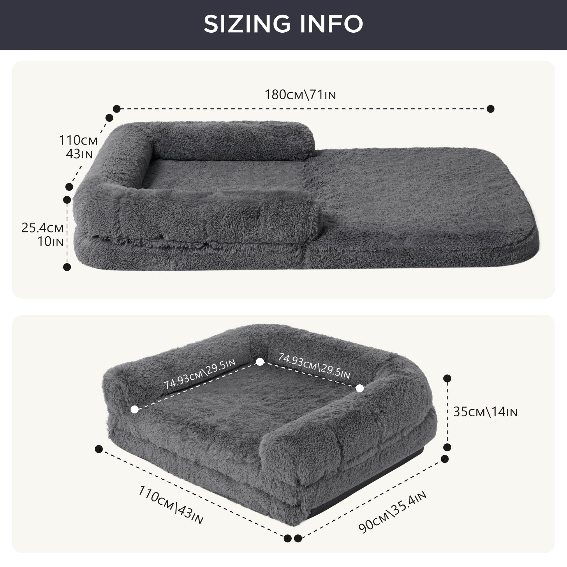 Sizing Information of Compact and cozy bed for both you and your dog