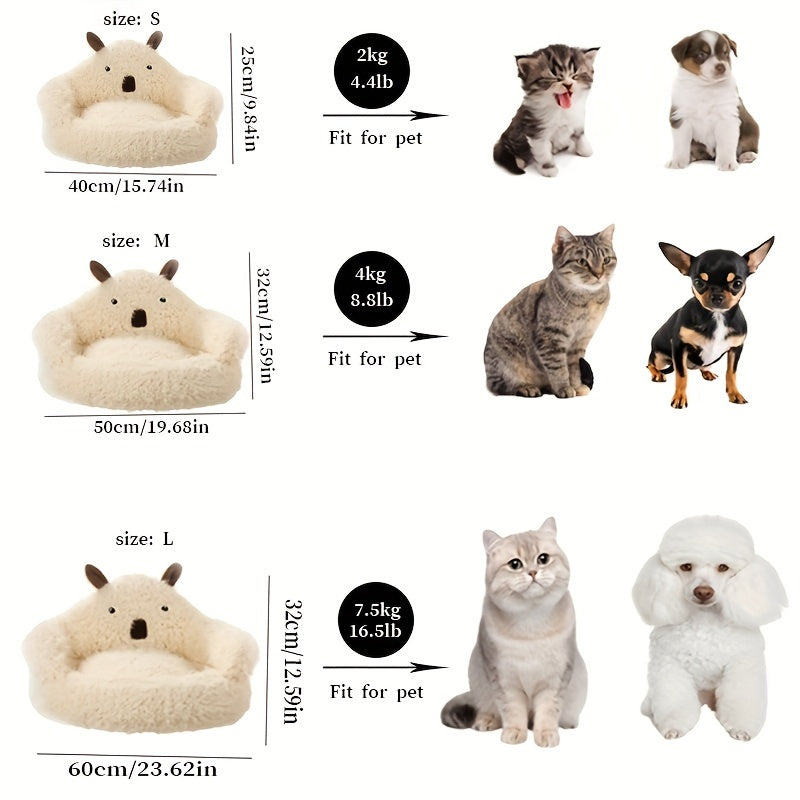 Size chart of Warm and inviting cat bed with an alpaca design