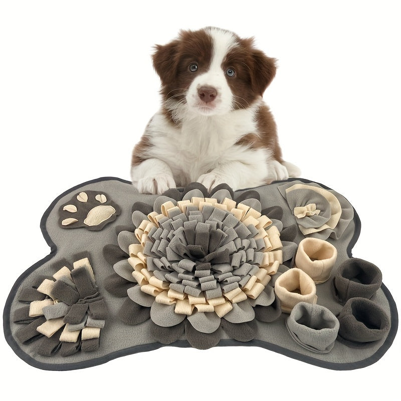 a dog with snuffle mat slow feeding puzzle toy