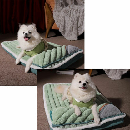 Ergonomic memory foam pet bed with pillow for medium/large dogs and cats