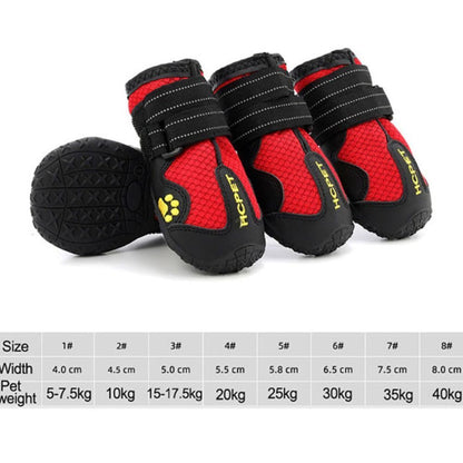 sizes of waterproof dog reflective boots